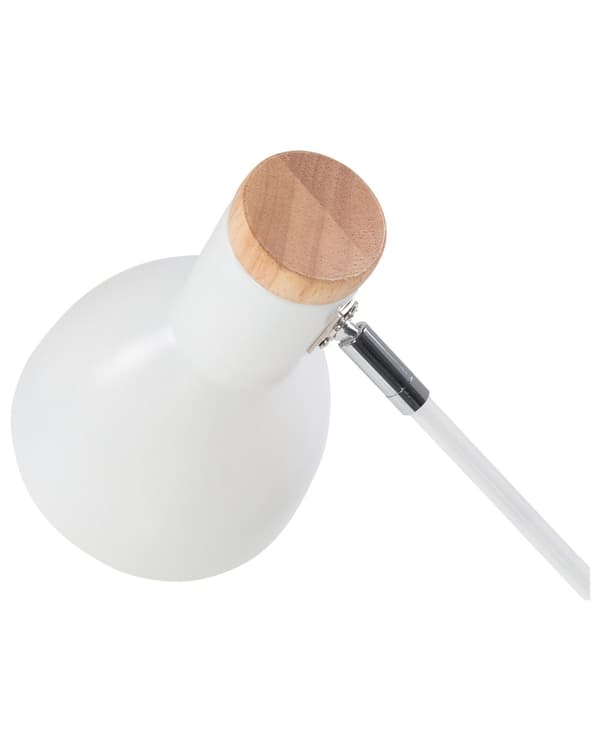 Bordlampe Hvit Metall 50H cm Lys Tre Kranarm Justerbar Skjerm Moderne