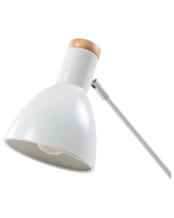 Bordlampe Hvit Metall 50H cm Lys Tre Kranarm Justerbar Skjerm Moderne