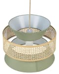 Miniatyrbillede 5 af 8: Pendel lampe rattan naturlig grøn polyester skærm boho stil