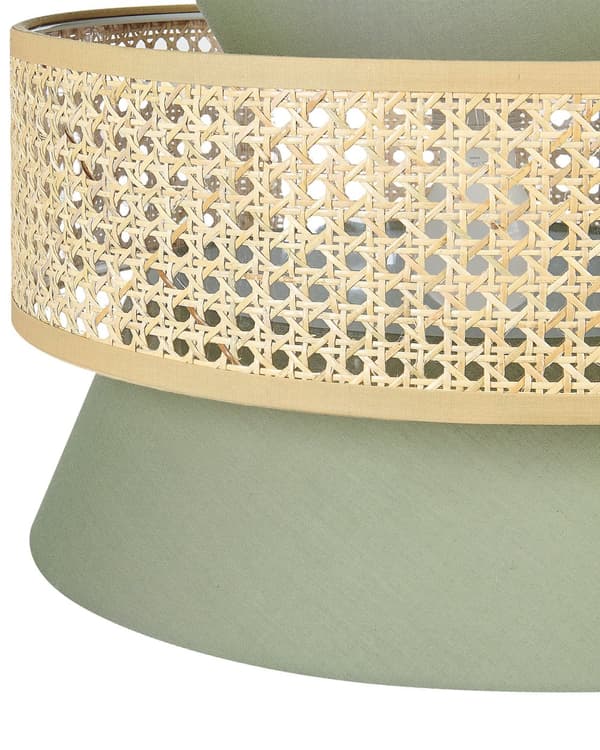 Pendel lampe rattan naturlig grøn polyester skærm boho stil
