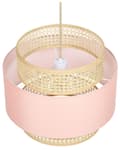 Miniatyrbillede 5 af 8: Pendant Lampe Natural Pink Rattan Polyester Skræm Boho Stil Hængelampe