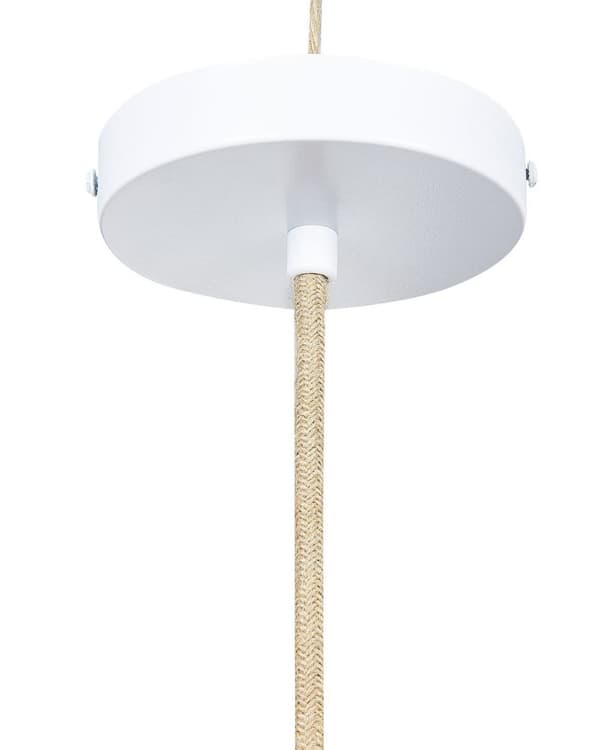 Pendant Lampe Natural Pink Rattan Polyester Skræm Boho Stil Hængelampe