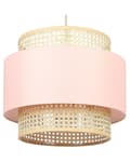 Miniatyrbillede 1 af 8: Pendant Lampe Natural Pink Rattan Polyester Skræm Boho Stil Hængelampe