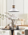Miniatyrbillede 2 af 9: Pendel Naturlig Hvid Sort Rattan Polyester Skærm Boho Belysning