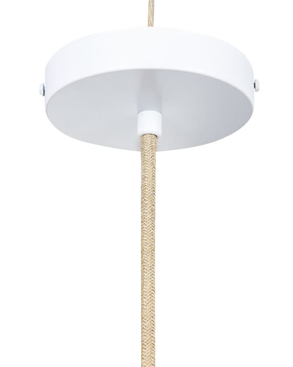 Pendant Lampe Natural Gul Rattan Velour Skærm Boho Stil