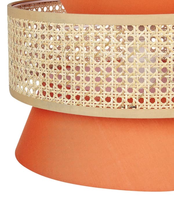 Pendellampe Korallrød Rotting Polyester Boho Belysning Taklampe Dekorativ Stue Spisestue