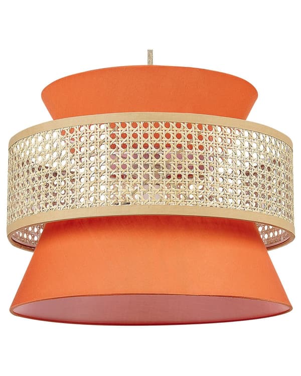Pendellampe Korallrød Rotting Polyester Boho Belysning Taklampe Dekorativ Stue Spisestue