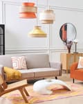 Miniatyrbilde 5 av 9: Pendellampe Beige Rotting Polyester Boho Belysning Taklampe Dekorativ Stue Spisestue