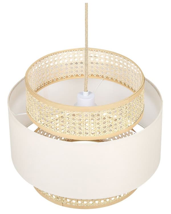 Pendellampe Beige Rotting Polyester Boho Belysning Taklampe Dekorativ Stue Spisestue