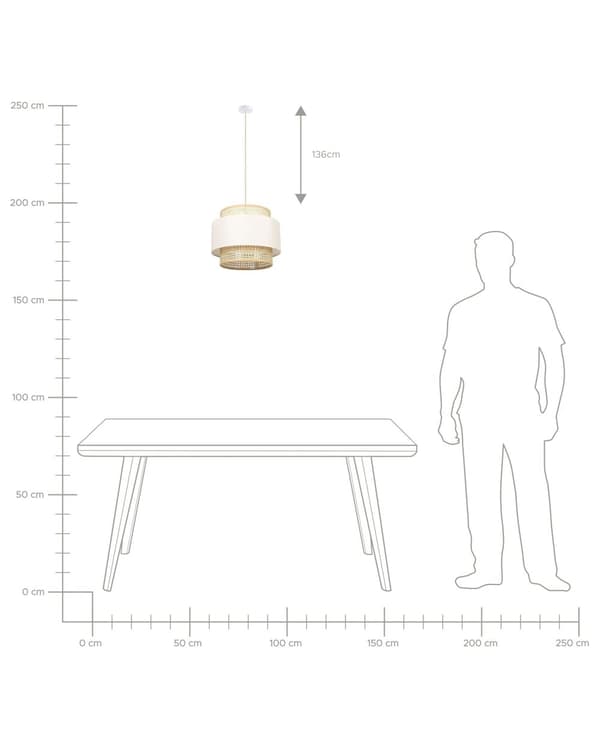 Pendellampe Beige Rotting Polyester Boho Belysning Taklampe Dekorativ Stue Spisestue