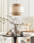 Miniatyrbilde 2 av 9: Pendellampe Beige Rotting Polyester Boho Belysning Taklampe Dekorativ Stue Spisestue
