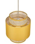 Miniatyrbillede 5 af 8: Pendel Naturlig Gul Rattan Stof Shade Boho Stil