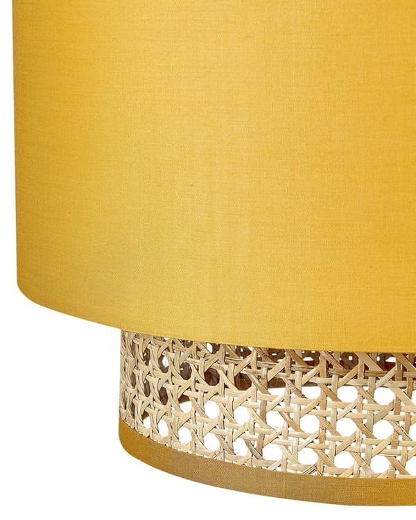 Pendel Naturlig Gul Rattan Stof Shade Boho Stil