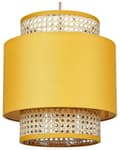 Miniatyrbillede 1 af 8: Pendel Naturlig Gul Rattan Stof Shade Boho Stil