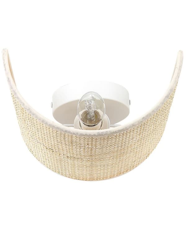 Væglampe Natur rattan 25 cm Halvtrommeskærm Sengebord Lys Soveværelse Stue Boho Rustik