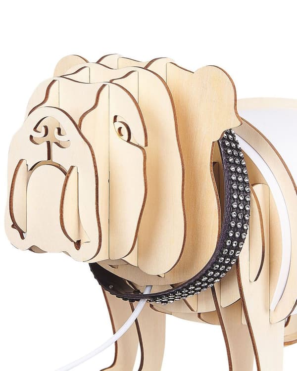 Bordlampe Lys træ med hvid Bulldog skærm Moderne soveværelse