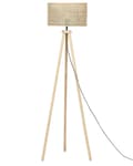 Miniatyrbillede 5 af 11: Gulvlampe Natur rattan Gummi Træ 151 cm Stativ Ben Trommeskærm Boho Rustik Stue Soveværelse