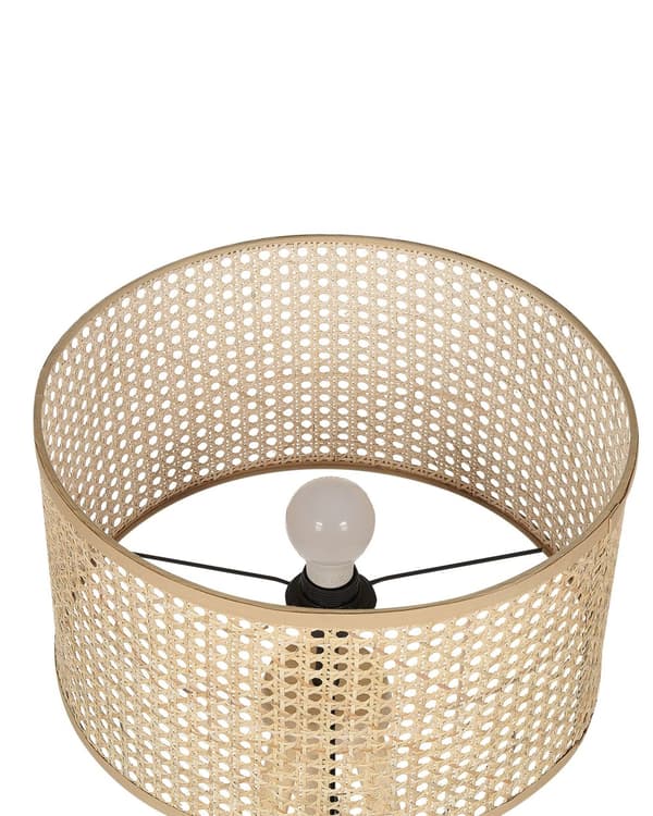 Gulvlampe Natur rattan Gummi Træ 151 cm Stativ Ben Trommeskærm Boho Rustik Stue Soveværelse