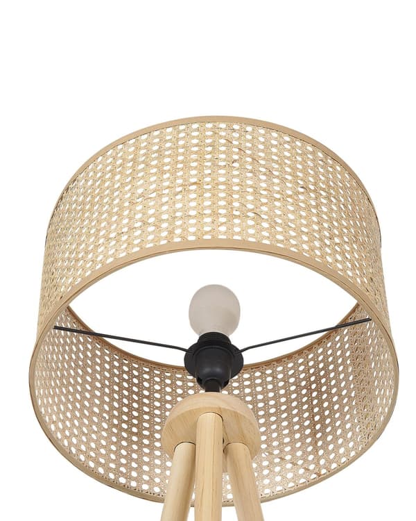 Gulvlampe Natur rattan Gummi Træ 151 cm Stativ Ben Trommeskærm Boho Rustik Stue Soveværelse