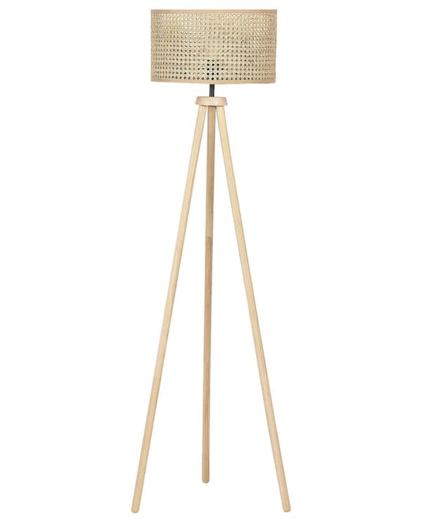 Gulvlampe Natur rattan Gummi Træ 151 cm Stativ Ben Trommeskærm Boho Rustik Stue Soveværelse
