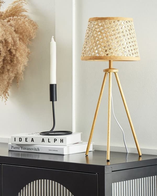 Bordlampe Naturlig Rotting 20 x 46 x 20 cm Stemningsfullt lys Dekorativ Boho Nattbordslampe Soverom Stue