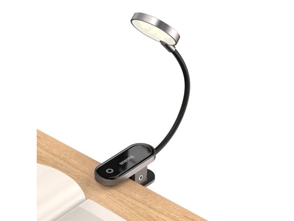 Baseus Comfort Reading skrivebordslampe med klips (grå)
