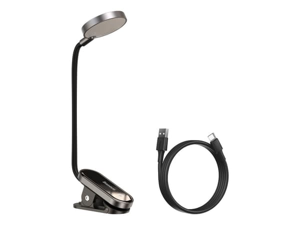 Baseus Comfort Reading skrivebordslampe med klips (grå) Grå
