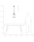 Miniatyrbillede 5 af 8: Sæt med 2 pendellamper sort metal 166 cm ramme klar glasskærm retro stil loftslampe