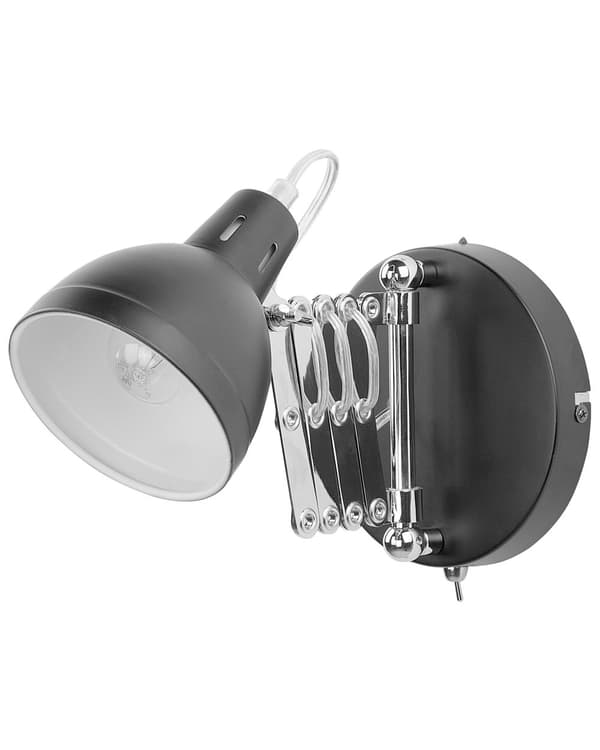 Væglampe Sort Metal Justerbar Harmonika Svingarm Industrielt Design Saxlampe Tilbehør til Stuen Soveværelse Lampetter