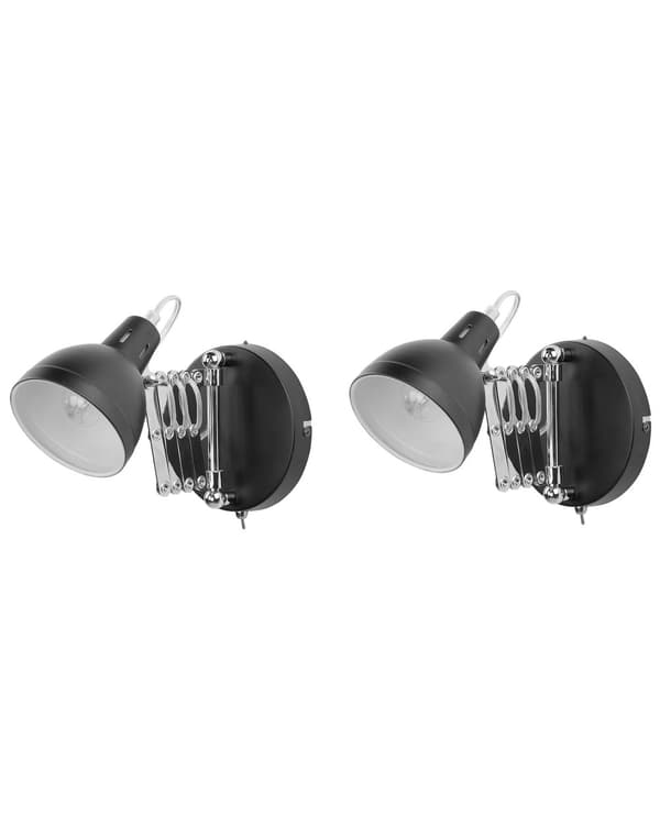 Væglampe Sort Metal Justerbar Harmonika Svingarm Industrielt Design Saxlampe Tilbehør til Stuen Soveværelse Lampetter