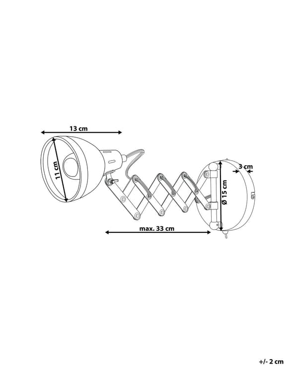 Vägglampa Svart Metall 33 cm Saxarm Justerbar Lampskärm Högglans Industriell Design Kontor Vardagsrum