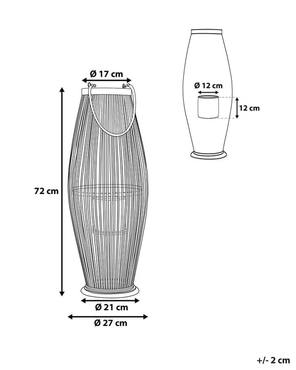 Lykt Svart Selje 72 cm Boho-innredningsgjenstand