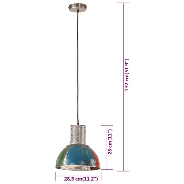 vidaXL Industriell hengelampe 25 W flerfarget rund 28,5 cm E27