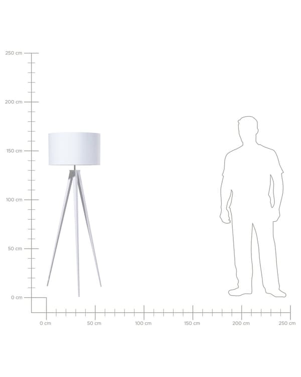 Gulvlampe Hvit Polycotton 156H cm Hvit Metall Stativben Trommeskjerm Moderne