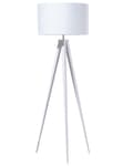 Miniatyrbilde 1 av 10: Gulvlampe Hvit Polycotton 156H cm Hvit Metall Stativben Trommeskjerm Moderne