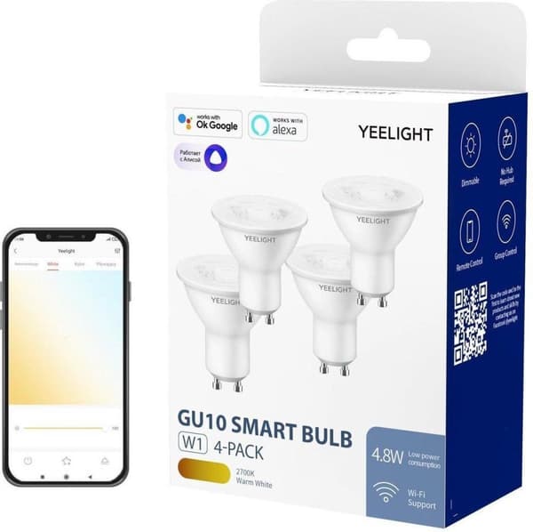 Yeelight YLDP004 W1 GU10 Wi-Fi dæmpbar smart pære 4 stk.