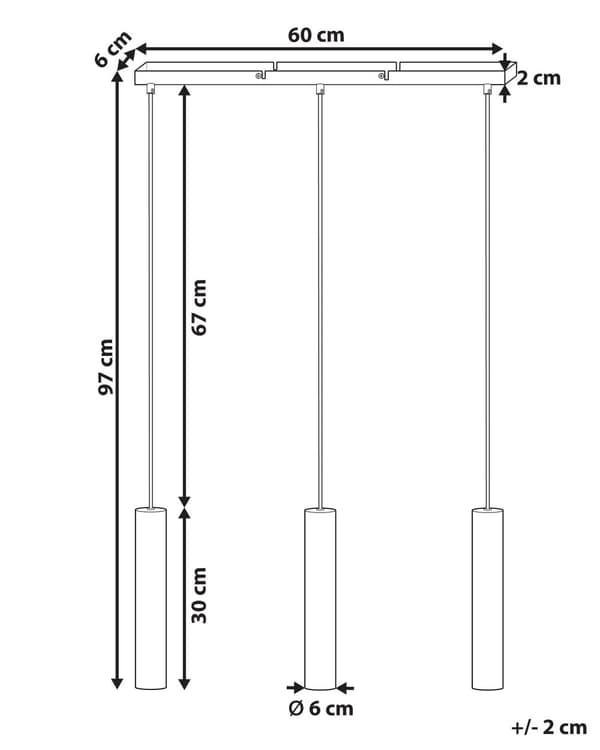 Riippuvalaisin messinki teräs 100 cm 3 pyöreää polttimoa moderni tyyli