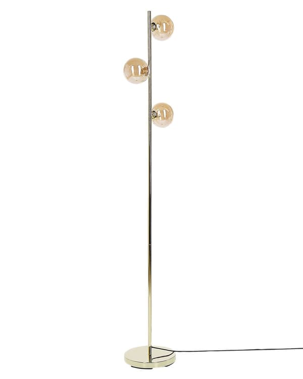 Gulvlampe Guld Stålglas 3 runde røget skærme Moderne Glam Design Stuebelysning