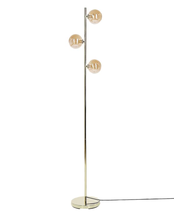 Gulvlampe Guld Stålglas 3 runde røget skærme Moderne Glam Design Stuebelysning