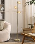 Miniatyrbillede 2 af 11: Gulvlampe Guld Stålglas 3 runde røget skærme Moderne Glam Design Stuebelysning