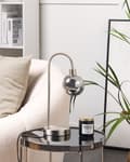 Miniatyrbillede 4 af 7: Bordlampe Sølv Stål- og Glasskærm Rund Natlampe Skrivebordslys Moderne Glam Design