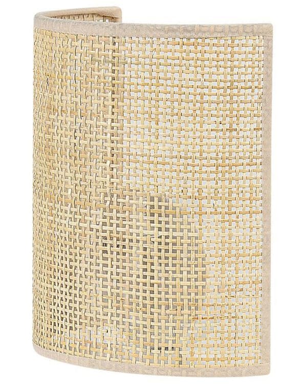 Væglampe Natur rattan 22cm Halvtrommeskærm Sengebord Lys Soveværelse Stue Boho Rustik