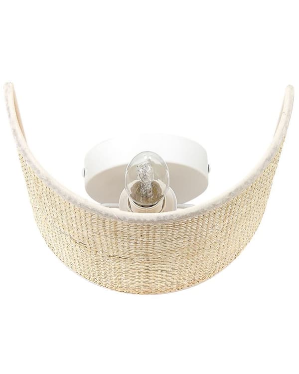 Væglampe Natur rattan 22cm Halvtrommeskærm Sengebord Lys Soveværelse Stue Boho Rustik