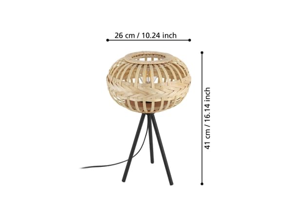 EGLO AMSFIELD 1 BORD E27 SORT/NATUR