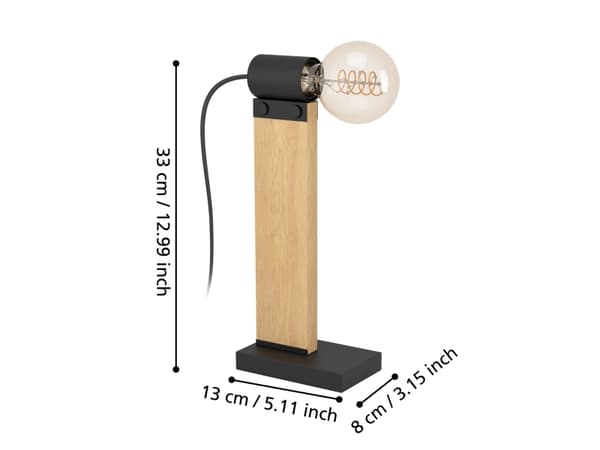 EGLO BAILRIGG TL E27 SORT/NATUR