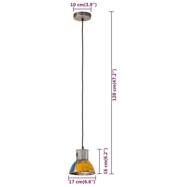 vidaXL industriel hængelampe 17 cm E27 25 W rund flerfarvet