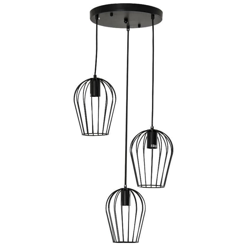 Rootz Hänglampa - Taklampa - Burdesign - Tre lampor - Ljuskrona - Modern - Svart - Metall - 38 x 38 x 145 cm