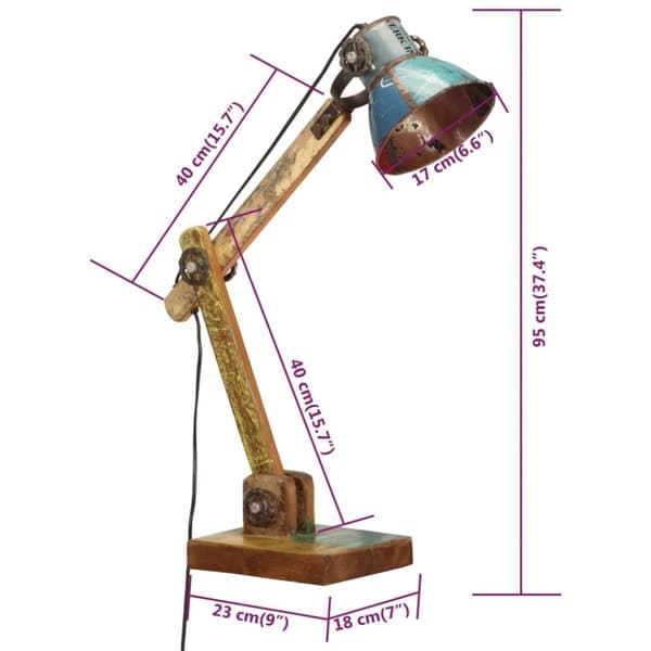 vidaXL industriel bordlampe 23x18x95 cm E27 rund flerfarvet
