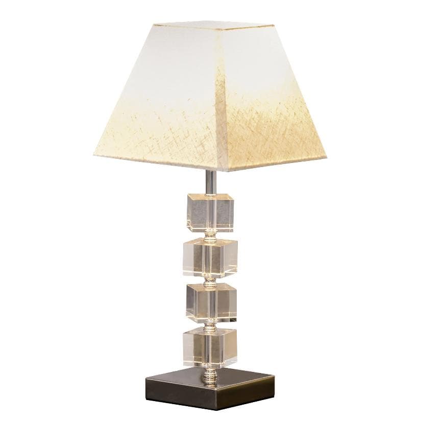 Rootz bordslampa - Roterande kristaller - Atmosfär - Tygskärm - Metallsockel - Kräm - METALL - Tyg - 20 x 20 x 47 cm