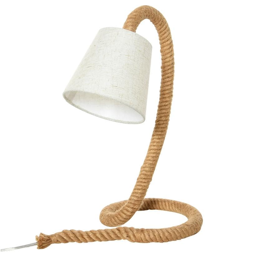 Rootz Bordslampa - Modern - Hamperep - Linnelook - Lampskärm - E14 - Brun - Krämfärgad - 29,5 x 21 x 43,5 cm